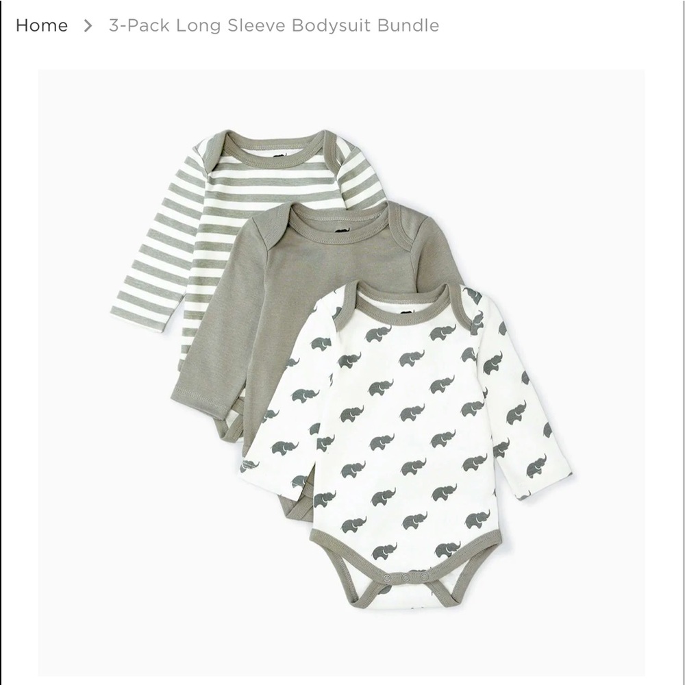 3-Pack NWOT Organic L/S bodysuit’s Monica & Andy